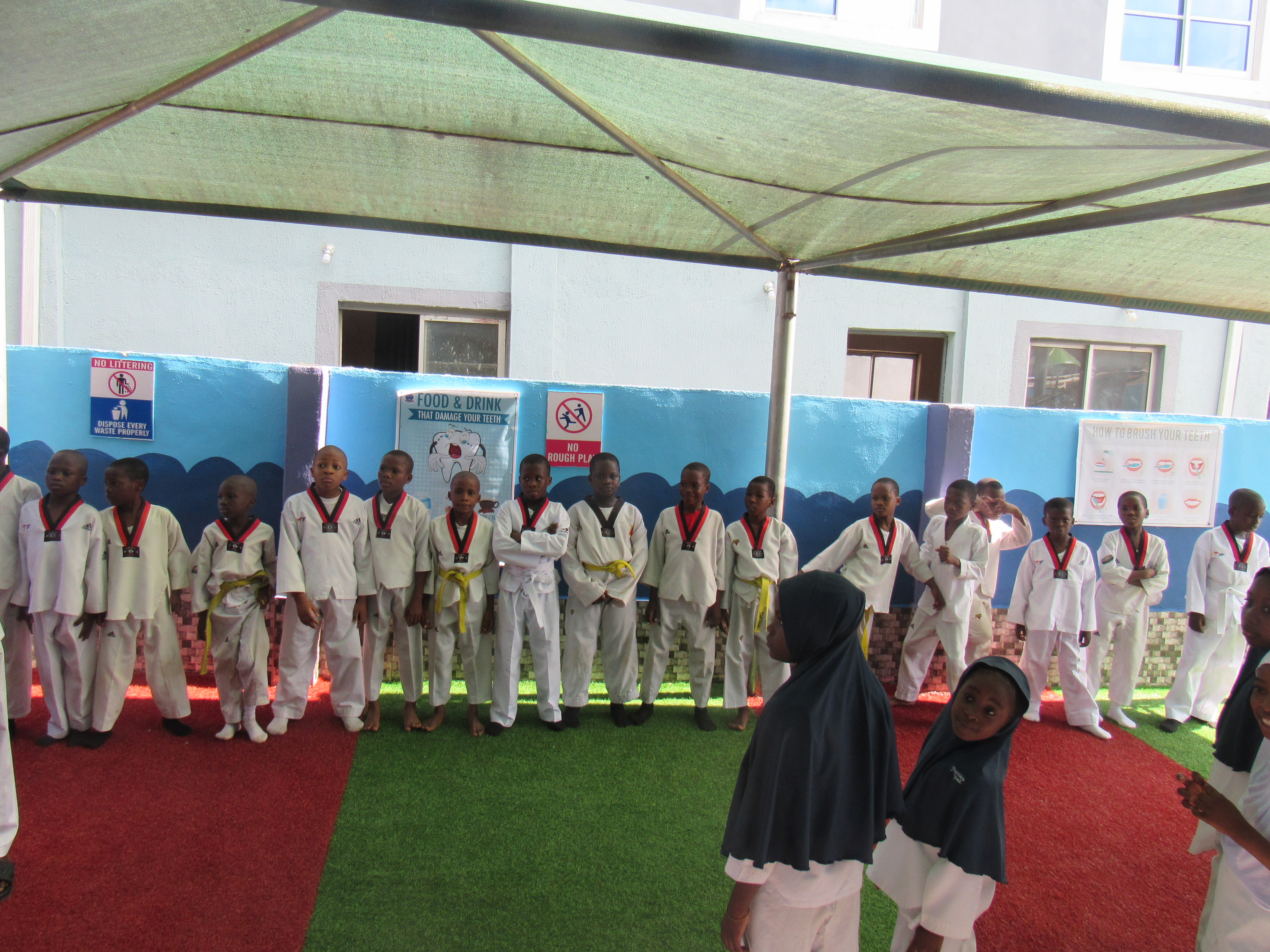 Taekwondo club members in uniform